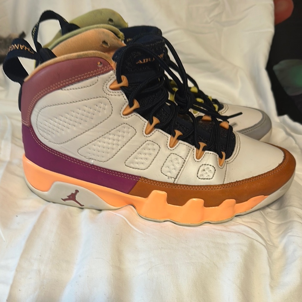 Jordan White and Orange Sneakers Iconic Silhouette